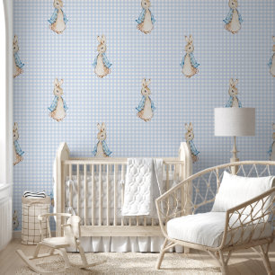 Big Peter der Rabbit Beatrix Potter Blue Gingham Tapete