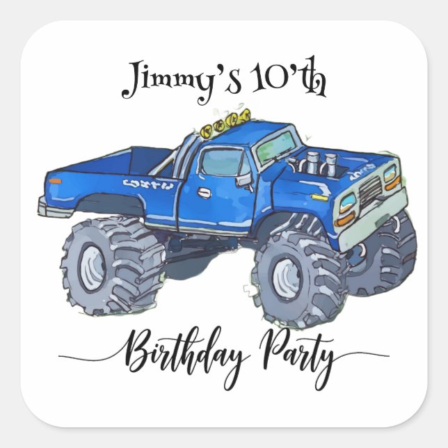 Big pickup truck quadratischer aufkleber (Vorderseite)