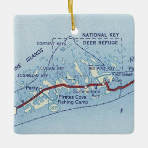 Big Pine Key Dealer Vintage Karte Keramikornament
