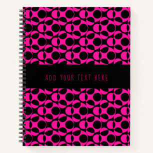 Big Pink Black Polka Dot Abstraktes Muster Notizbuch