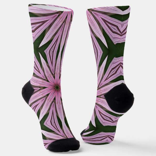 Big Pink Blumen Mandala Art Funky Socks Socken (Gewinkelt)