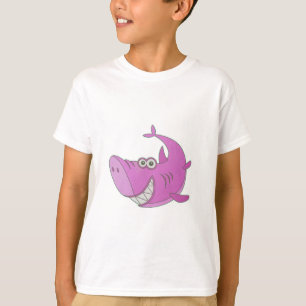 Big Pink Cartoon Shark T-Shirt