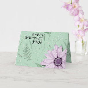 Big Pink Daisy Green Happy Geburtstags-Individuell Karte