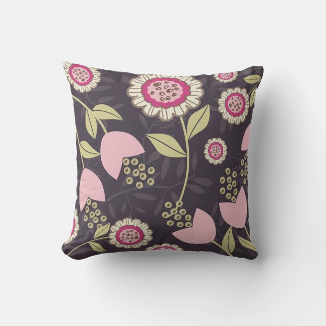Big Pink Floral Pattern Kissen (Vorderseite)