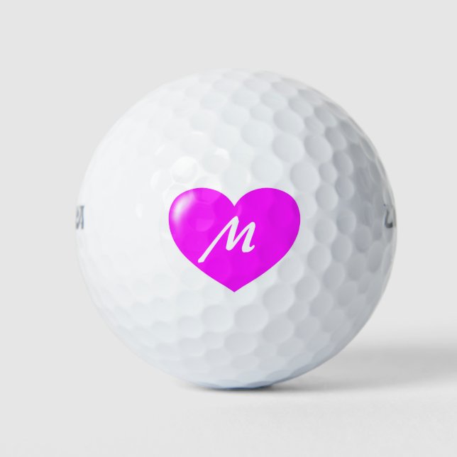 Big Pink Heft Monogram Template Golfball (Vorderseite)