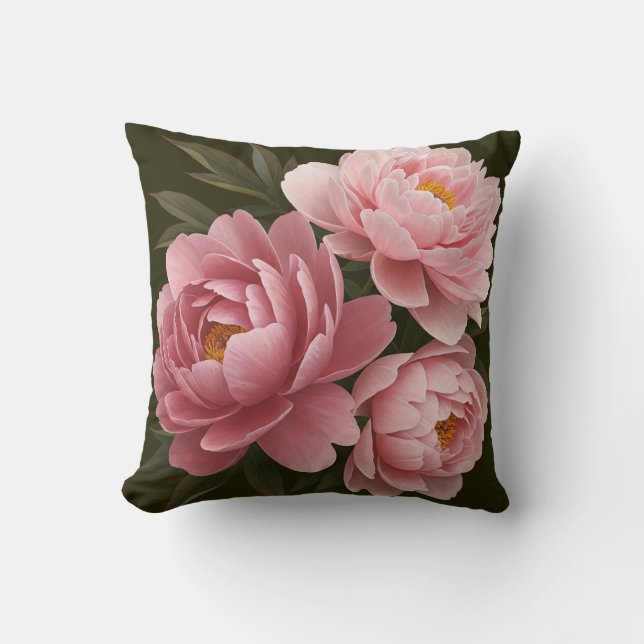 Big Pink Peonies Pillows - Vintage Blume Kissen (Vorderseite)