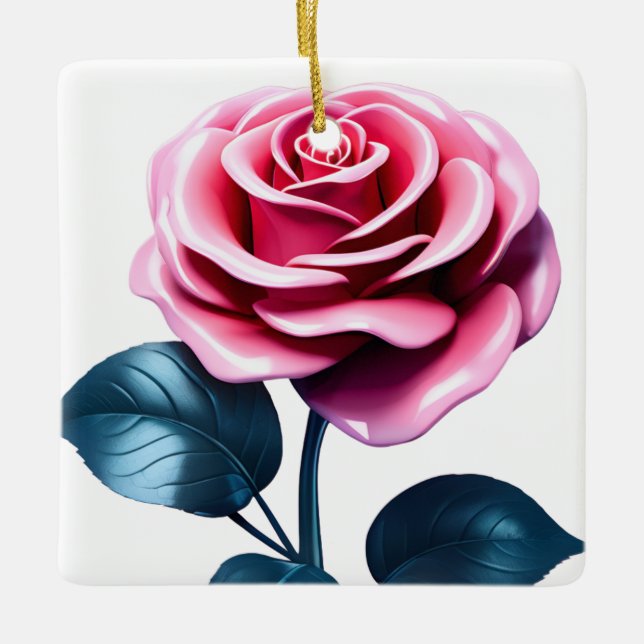 Big Pink Rose Keramikornament (Vorderseite)