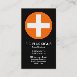 Big Plus Zeichen Orange - Schwarz Visitenkarte