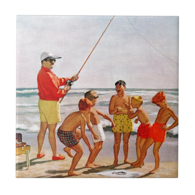 Big Pole Little Fish von Richard Sargent Fliese (Vorderseite)