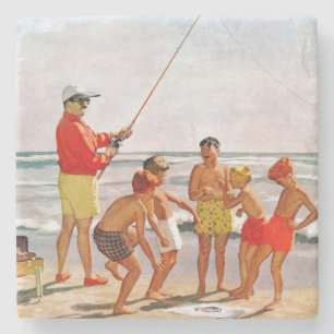 Big Pole Little Fish von Richard Sargent Steinuntersetzer