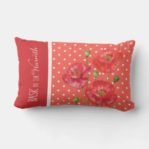 Big Polka Dot Prints in Peach und Poppy Red Kissen Für Draußen