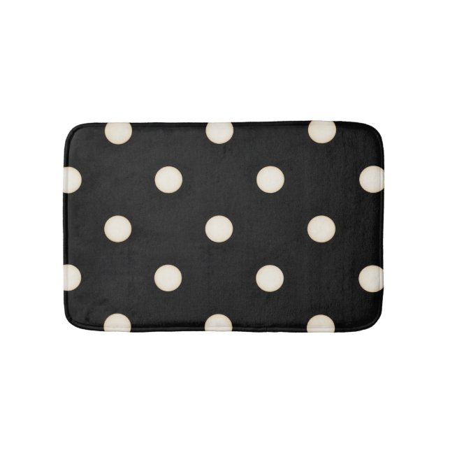 Big Polka Dots Antikes Weiß und Schwarz Badematte (Vorderseite)