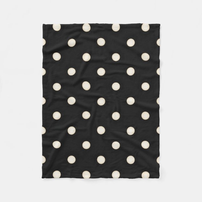 Big Polka Dots Antikes Weiß und Schwarz Fleecedecke (Vorderseite)