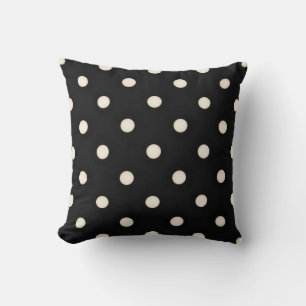 Big Polka Dots Antikes Weiß und Schwarz Kissen