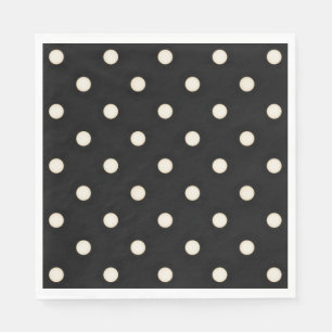 Big Polka Dots Antikes Weiß und Schwarz Serviette