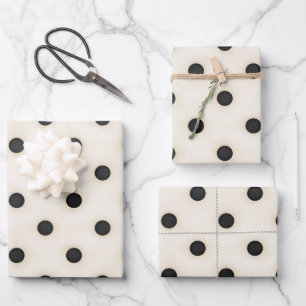 Big Polka Dots Black & Antique White Geschenkpapier Set
