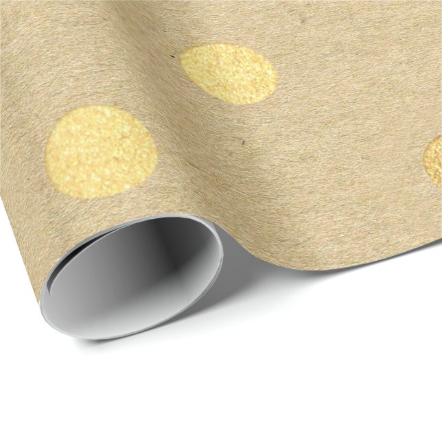Big Polka Dots Kraft Gold Elegant Minimal Geschenkpapier (Rolleneckpunkt)