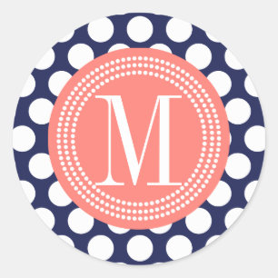 Big Polka Dots Mit Monogramm Runder Aufkleber