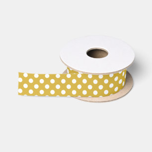 Big Polkadotted Design Gold Satinband