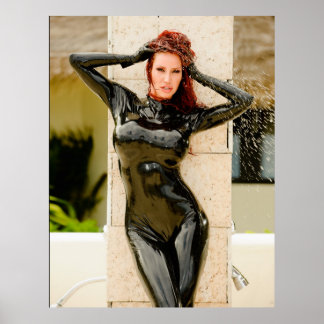 BIG POSTER - SCHWARZE LATEX KATSUIT - Bianca Beauc