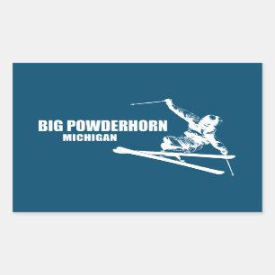 Big Powderhorn Mountain Michigan Skier Rechteckiger Aufkleber