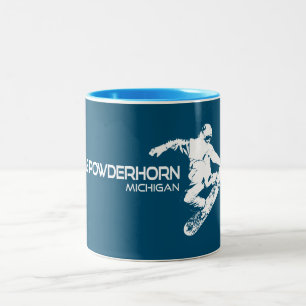 Big Powderhorn Mountain Michigan Snowboarder Zweifarbige Tasse