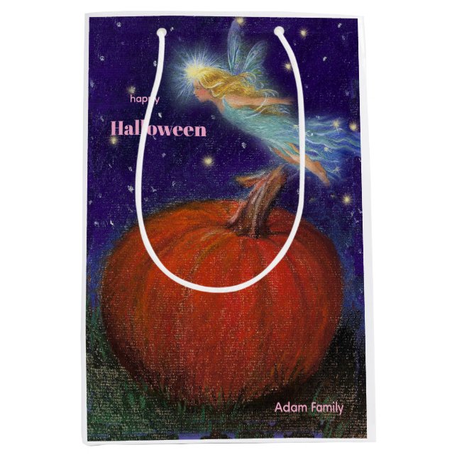 Big Pumpkin Fairy Custom Halloween Mittlere Geschenktüte (Vorderseite)
