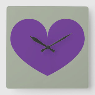 Big Purple Heart Design Wall Clock Quadratische Wanduhr