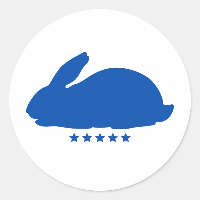 Big Rabbit Silloute in Blau Runder Aufkleber (Vorderseite)