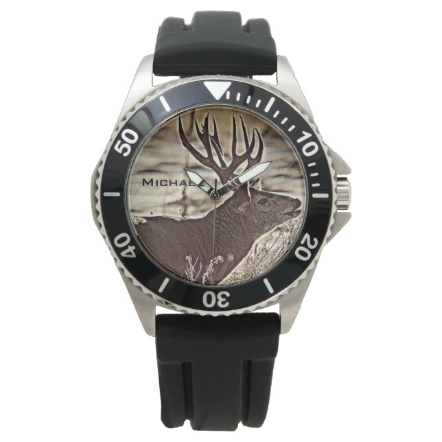 Big Rack Whitetail Buck Armbanduhr (Vorderseite)