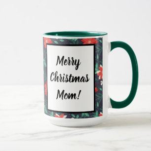 Big Red and White Christmas Poinsettias Tasse