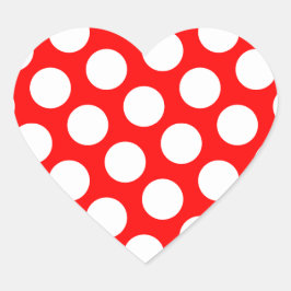 Big Red and White Polka Dots Herz-Aufkleber