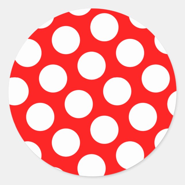 Big Red and White Polka Dots Runder Aufkleber (Vorderseite)
