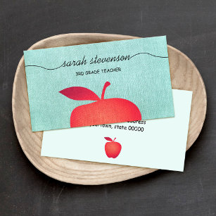 Big Red Apple School Lehrer Bildung Visitenkarte