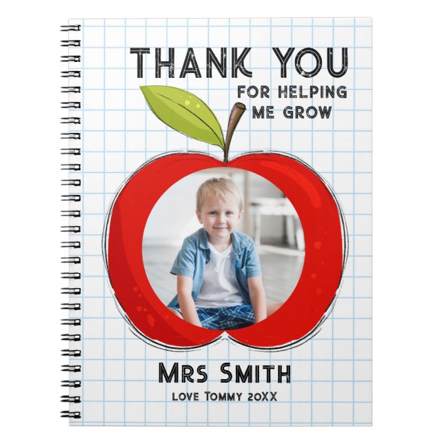 Big Red Apple Teacher Thank You Photo Notebook  Notizblock (Vorderseite)