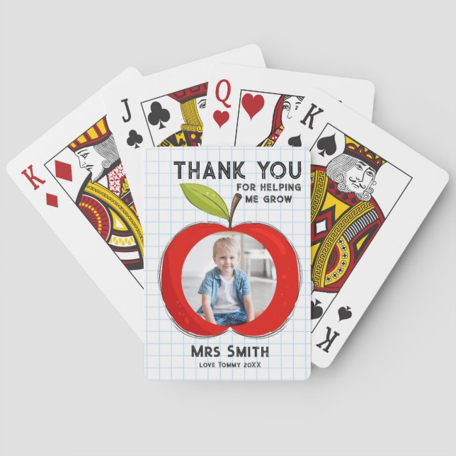 Big Red Apple Teacher Thank You Photo Poker Cards  Spielkarten (Rückseite)