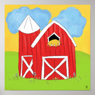 Big Red Barn w Wolken Poster