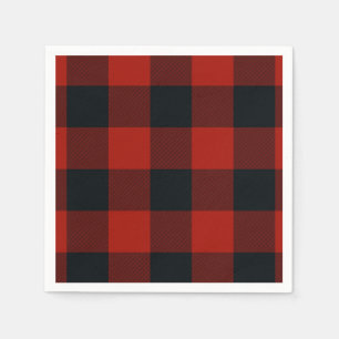 Big Red & Black Checkered Squares Buffalo Kariert Serviette