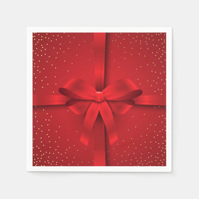 Big Red Bow Weihnachtsgeschenk Serviette (Vorderseite)