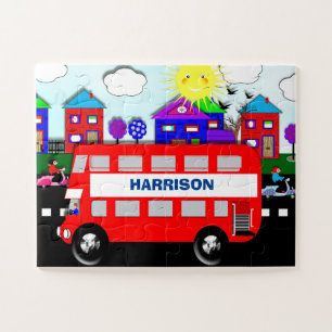 Big Red Bus Niedliche Personalisierte Kinder Puzzle