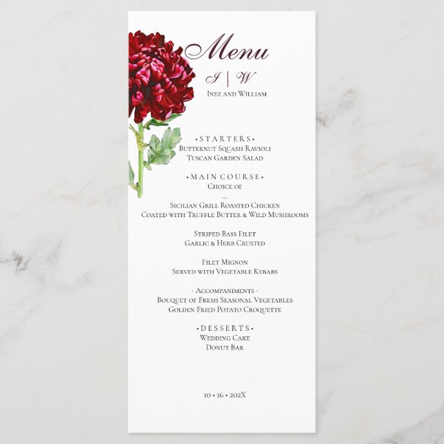 Big Red Chrysanthema 2 Menü Menükarte (Vorderseite)