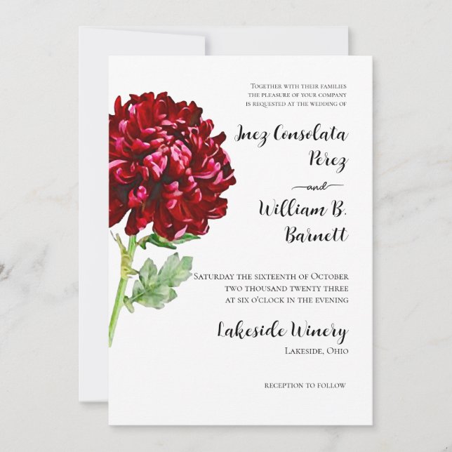 Big Red Chrysanthemum Einladung (Vorderseite)