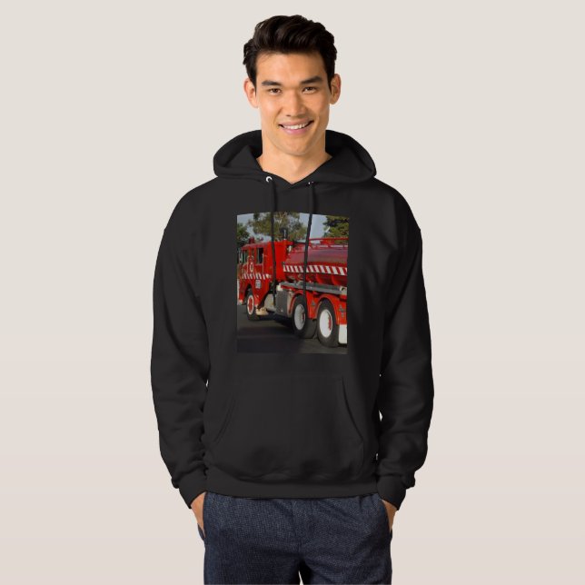 Big_Red Fire Motor, Mens Black Hooded Sweatshirt (Vorne ganz)