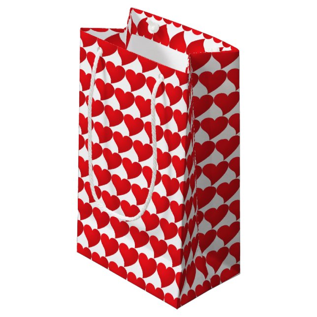 Big Red Heart, Liebe, weißer Valentinstag Kleine Geschenktüte (Vorderseite Schrägansicht)