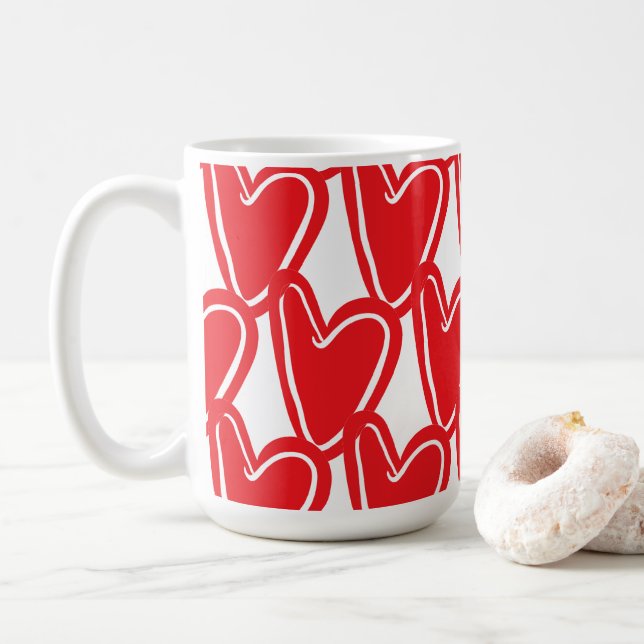 Big Red Hearts Paper Cup Kaffeetasse (Mit Donut)
