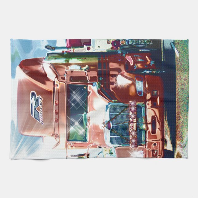 Big Red Heavy Lkw für Lkw & Lkw-Liebhaber Geschirrtuch (Horizontal)