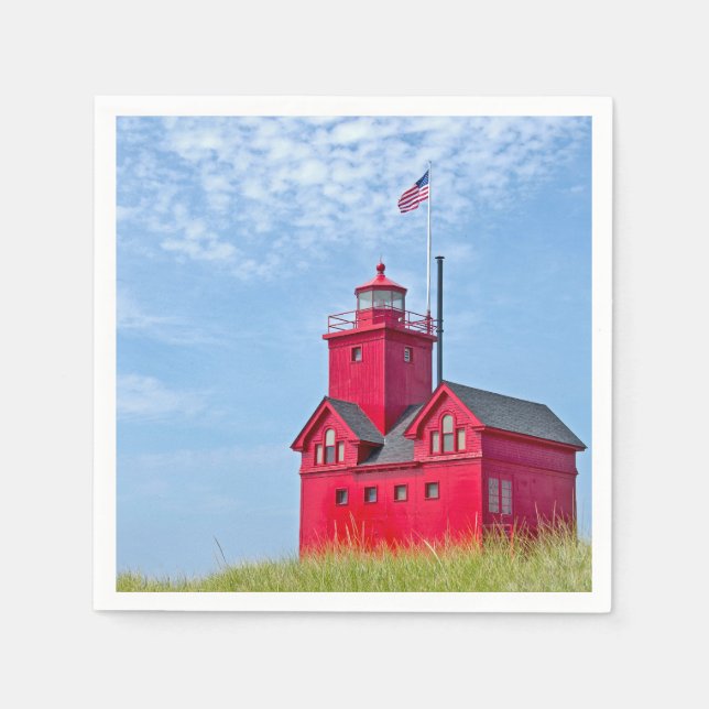 Big Red Leuchtturm in Holland, Michigan Serviette (Vorderseite)