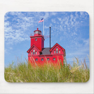 Big Red Leuchtturm in Michigan Mousepad