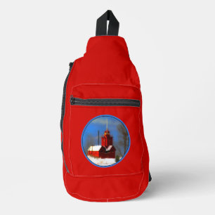 Big Red Lighthouse Malerei Holland Original Art Crossbody Bag