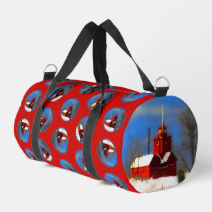 Big Red Lighthouse Malerei Holland Original Art Duffle Bag